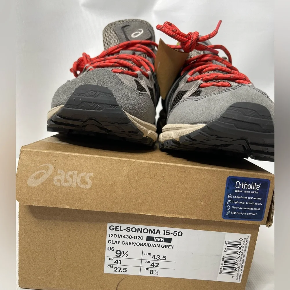 ASICS Men’s Gray Athletic Sneakers with Orange Laces
